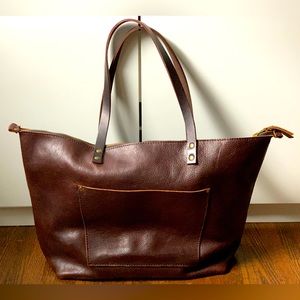 Portland Leather Oversize Tote Bag with Zipper